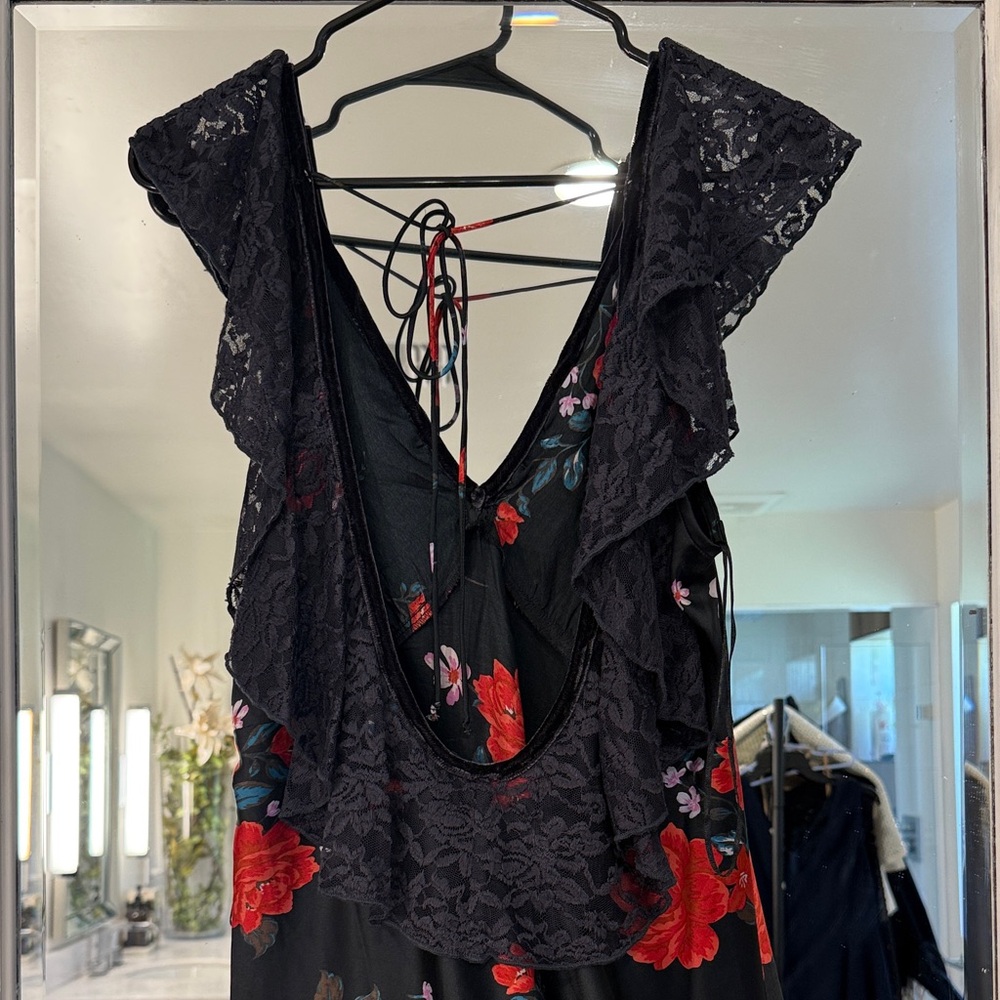 Free People Black and Red Floral Backless Dress - Picture 8 of 9